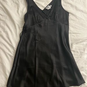 Nellie black satin mini dress